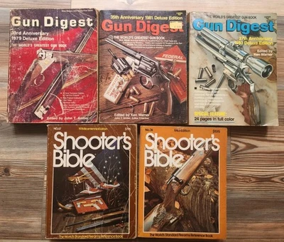 Gun Digest 1979 1981 1983 Shooters Bible 1976 Gun Hunter Sport Books Lot of 5 - Image 1 of 4