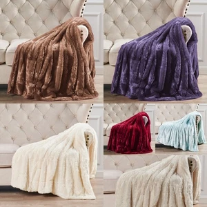 Luxury Serengeti Double Sided Faux Fur Throw – Super Soft Fleece Blanket Gift - Picture 1 of 93