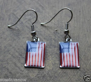 Nuovi orecchini pendenti bandiera USA Stati Uniti gioielli moda casa paese supporto  - Foto 1 di 3