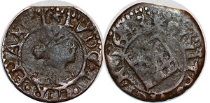LOUIS XIII Catalogne, monnayage local sous Philippe IV, denier, 1643 VICH - Imagen 1 de 1