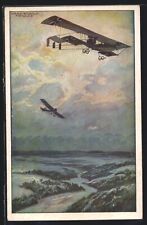 Artist Postcard Hans Rudolf Schulze: Double Decker Aircraft On Erkundungsfahrt