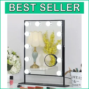 Eleganter Black Glam Schminkspiegel - 3 Farben & abnehmbare 10-fache Vergrößerung - Bild 1 von 9