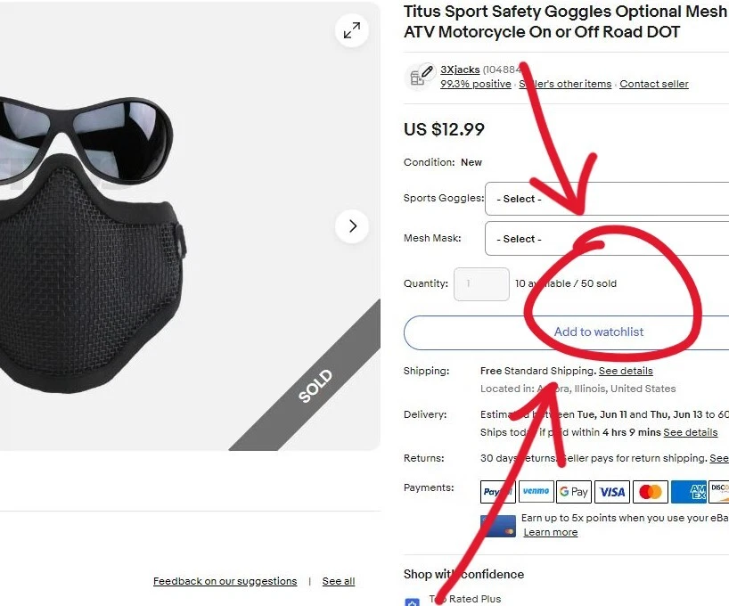 Gafas de seguridad deportivas Titus máscara de malla opcional ATV motocicleta dentro o fuera de carretera DOT Foto 1 de 1