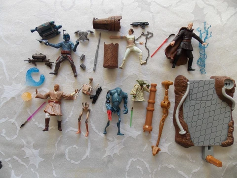 Star Wars AOTC Mace Windu, Yoda, Padme, Jango Fett, Darth Tyranus Loose Lot of 5 Cover