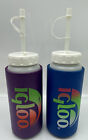 Vintage Igloo Squiggy Retro 32oz Insulated Sport Water Bottle Lot Blue & Purple