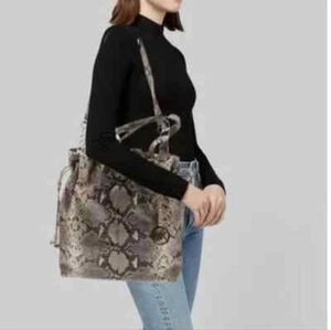 Michael Michael Kors Python Embossed Leather Drawstring Tote - Picture 1 of 7