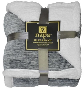 Sherpa Flannel Fleece Reversible Blanket Extra Soft Brush Fabric 50 x 70 - Picture 1 of 6