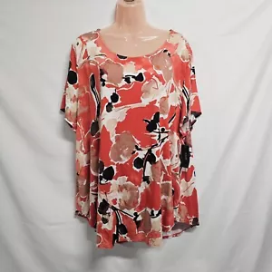 Alfani Women Top Blouse Shirt Size 4X Round Neck Floral Short Sleeve - Picture 1 of 12