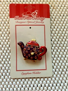 Vintage Red Hat Society Emaille Teekanne Pin mit einer Drop Down Loop #4160 - Bild 1 von 4