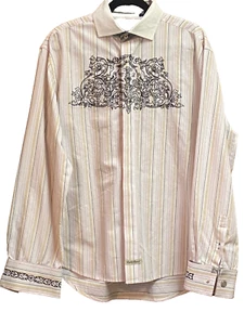 English Laundry Men's Hand Sewn Embroidered Stripe Button Down Slim Fit Shirt XL - Picture 1 of 23