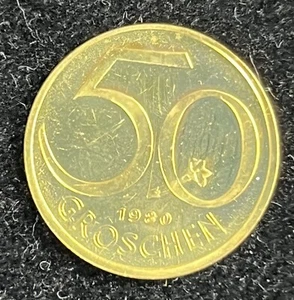 1980 AUSTRIA 50 GROSCHEN COIN - PROOF - Rare From Mint Set - - Picture 1 of 2