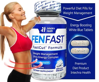FENFAST® 375 píldoras de dieta para el control de peso + energía 120 tabletas blancas/azules Foto 1 de 4
