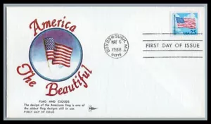 US FDC # 2285A 25c Flag ovcer Cloud Gill 1988, 9p5496 - Picture 1 of 1