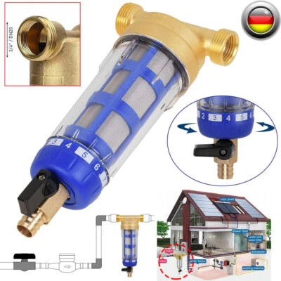 Rückspülfilter 3/4" Vorfilter Edelstahl Entkalken Wasserfilter Wasserreiniger de - Bild 1 von 4