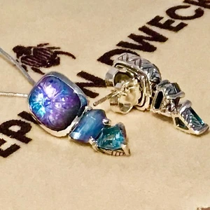 PENDIENTES HEMATITA STEPHEN DWECK PLATA ESTERLINA CRISTAL CUARZO, FREGONA NUEVOS CON ETIQUETAS - Imagen 1 de 7