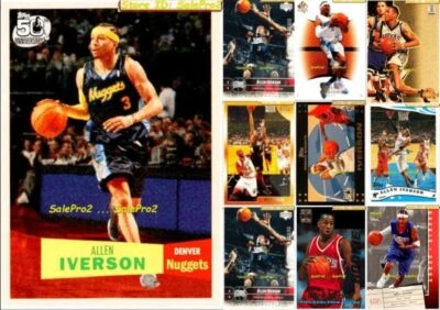 100++ ALLEN IVERSON NBA SINGLES ROOKIE INSERT GAME JERSEY SET LOT YOU PICK LIST - Image 1 of 2