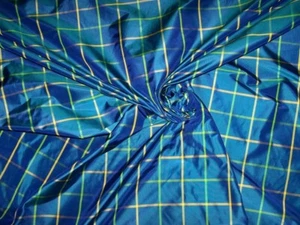 LEE JOFA BRAMERTON CHECK SILK FABRIC 10 YARDS PEACOK - Picture 1 of 8