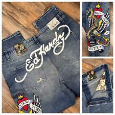 Fabrycznie nowe z metką Ed Hardy Denim Jeans New York City Eagle Skull Patch Męskie 40 Distressed Y2K