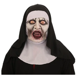 SCARY NUN MASK Latex Horror Fancy Dress Prank Horror Habit Halloween Costume - Picture 1 of 5