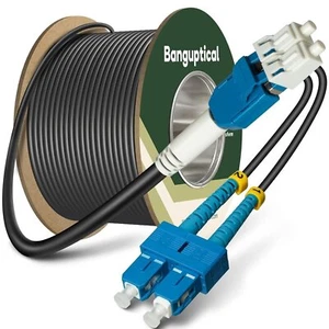 OD-5.0mm Outdoor 165ft (50m) Armored OS2 LC to SC Single Mode Fiber Cable NEW - Picture 1 of 3