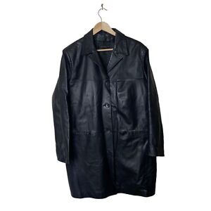 Mens Leather Jacket XL Black 1980s Vintage Blazer Genuine Coat 46”