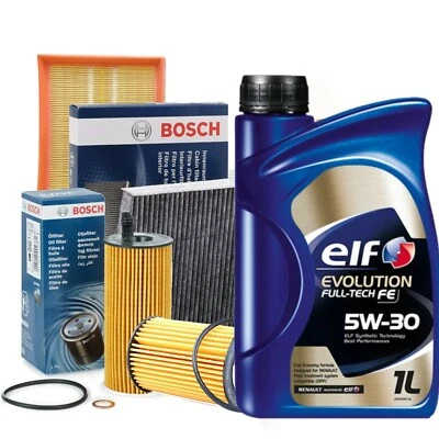 KIT TAGLIANDO 4 FILTRI OLIO ELF 5 LT 5W30 PER RENAULT CAPTUR CLIO IV 1.5 DCI - Bild 1 von 2
