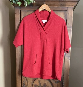 Coldwater Creek Women M (10-12) Dolman S/S Shawl Collar Red Pullover Sweatshirt - Picture 1 of 8