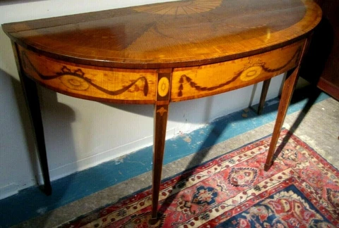 ANTIQUE ENGLISH NEOCLASSICAL STYLE GEORGE III INLAID SATINWOOD CONSOLE TABLE Cover
