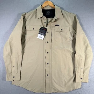 Wrangler All Terrain Gear Utility Button Up Shirt Men XL Regular Fit Beige Nylon - Picture 1 of 12