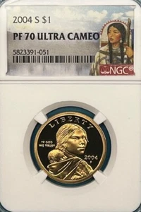 2004-S Sacagawea $1 NGC PF 70 Ultra Cameo Sacagawea label - Picture 1 of 4