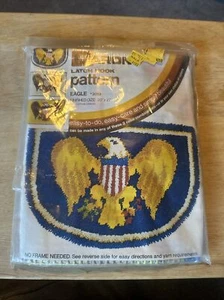 Vintage Caron Bald Eagle USA Flag Latch Hook Rug Partial Kit 3019 America NEW - Picture 1 of 13