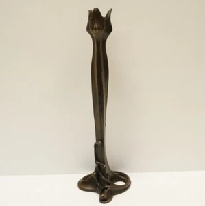 Statue Sculpture Candlestick Art Deco Style Art Nouveau Style Bronze Signed - Picture 1 of 9