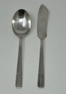 Oneida Prestige Grenoble Silverplate Butter Knife and Sugar Spoon Flatware - Picture 1 of 8