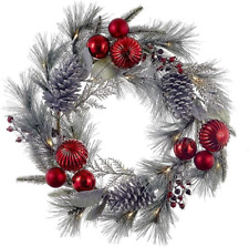 H4113 Wreath, Silver, Red