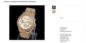 BIJOUX : B306 MONTRE FEMME - Women Luxury Watches Ladies Rhinestones (GOLD) - Picture 1 of 1