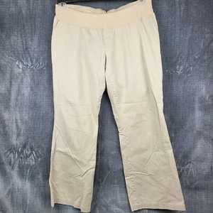 DUO Maternity Chino Pants Women's XL Beige Flat Front Straight Leg Stretch - Picture 1 of 8