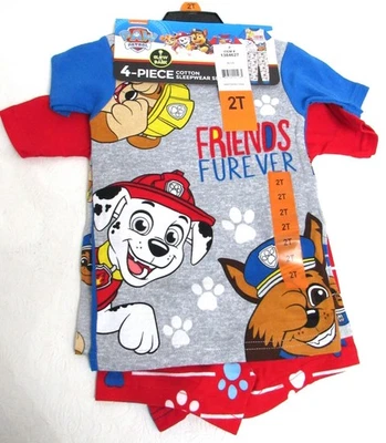 Conjunto de pijama de 4 piezas Nickelodeon Paw Patrol camisa, pantalones, pantalones cortos 2T ajuste ceñido niños Foto 1 de 4