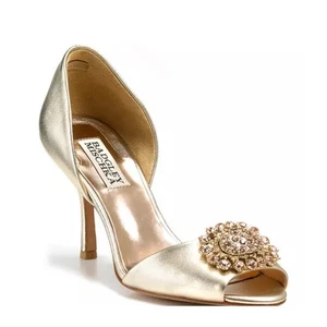 Badgley Mischka Lacie d'Orsay Evening Pumps Gold Size 5 - Picture 1 of 7