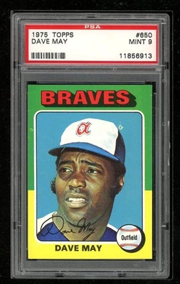1975 Topps #650 Dave May PSA 9 - Image 1 of 2
