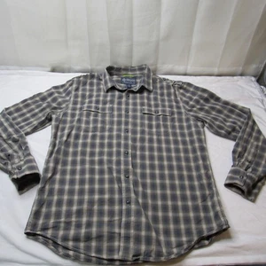 American Rag Shirt Men Size Large Slim Fit Brown Long Sleeve Plaid 100 % Cotton - Picture 1 of 12