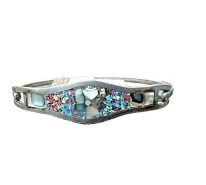 Taxco Mexico Abalone Bracelet Vintage Silver Shell tone 6-3/4" - Picture 1 of 6