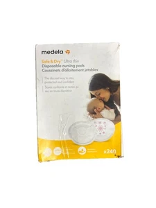 Almohadillas de lactancia desechables ultrafinas seguras y secas Medela x 240 nuevas daños en caja - Imagen 1 de 6