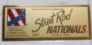 Vintage NSRA STREET ROD NATIONALS Columbus Oh Armaturenbrett Plakette Hot Rod Dekor 1987 18. - Bild 1 von 2