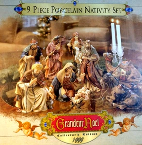 1999 Grandeur Noel Christmas Nativity Set Porcelain 9-Piece Collector's Edition - Picture 1 of 22