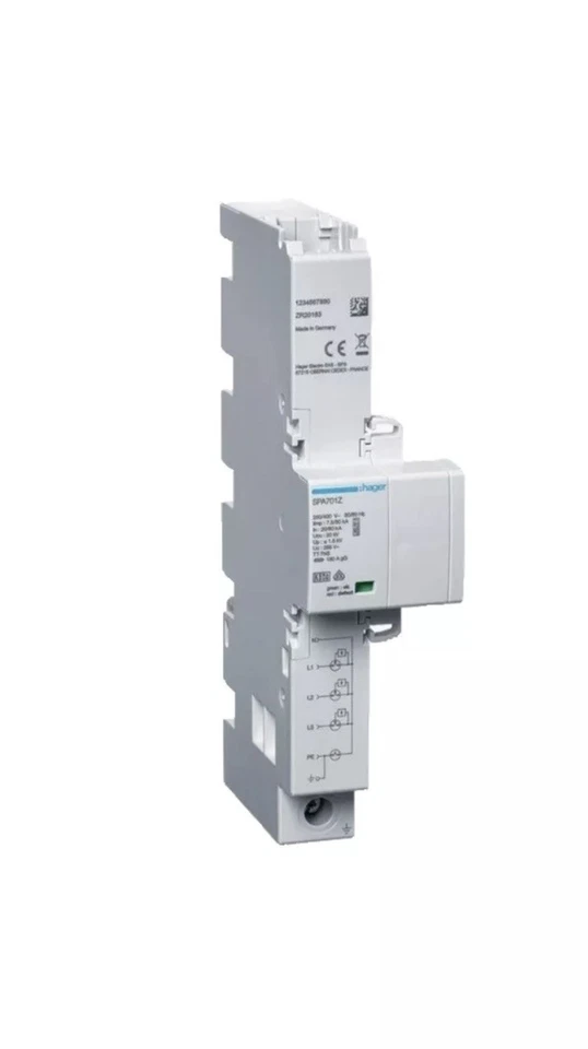 Hager SPA701Z Kombiableiter 4-p. T1+T2+T3 Iimp 7,5kA TT/TNS, für Sammelschienen - Bild 1 von 1