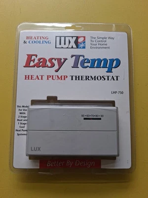 Lux Easy Temp Heat Pump Thermostat LHP-750 Heating and Cooling NIB - Image 1 of 2