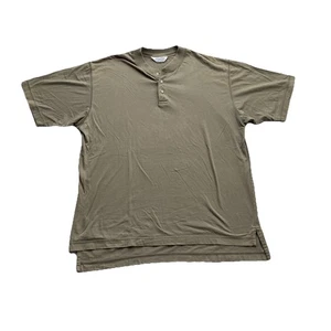 Camiseta Brooks Brothers Henley Para Hombre Grande Informal Algodón SS Verde Marrón - Imagen 1 de 9