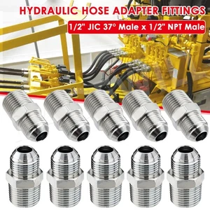 10 Pack Hydraulic Hose Adapter Fittings: 1/2" JIC 37° Male x 1/2" NPT Male USA - Picture 1 of 15