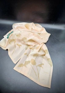 Lauren Ralph Lauren Pink Floral With Gold Thread 21x56" Silk Scarf Vintage Boho - Picture 1 of 6