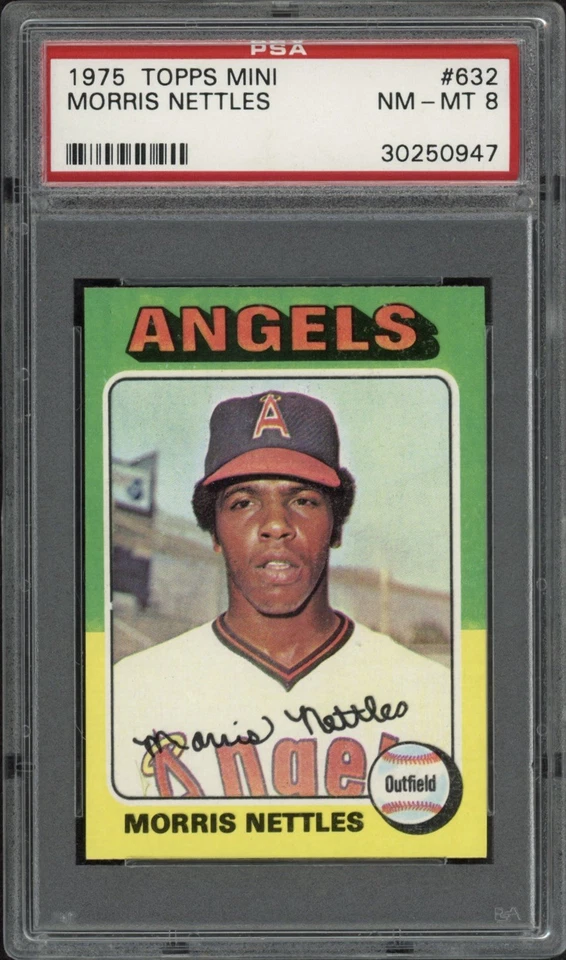 1975 Topps Mini Morris Nettles Rookie RC #632 PSA 8 NM-MT California Angels - Image 1 of 2